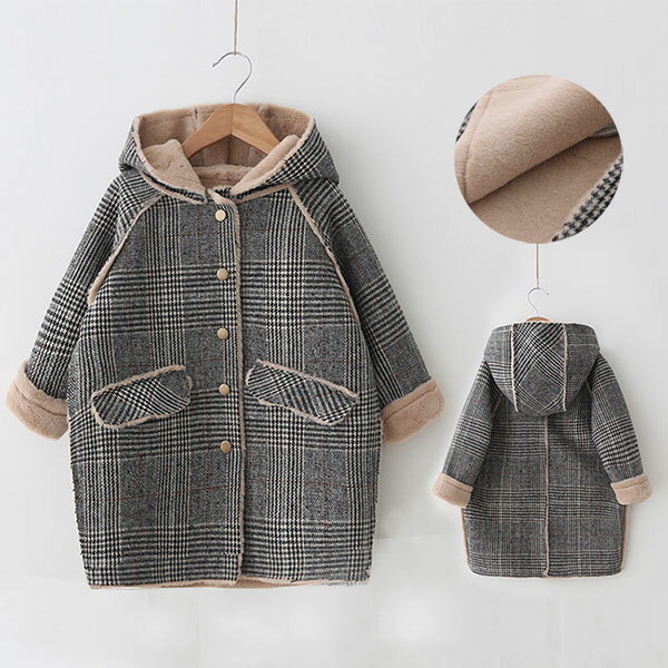 ふわふわ ボアコート 冬 羽織り 裏起毛 保温性 あったか ジャケット 子供服 スナップボタン 女の子 男の子 ラシャコート 秋 通園 チェック柄 厚手 キッズ アウター 通学 幼稚園 暖かい 防寒着 ベビー服 長袖 フード付き ダッフルコート アウター