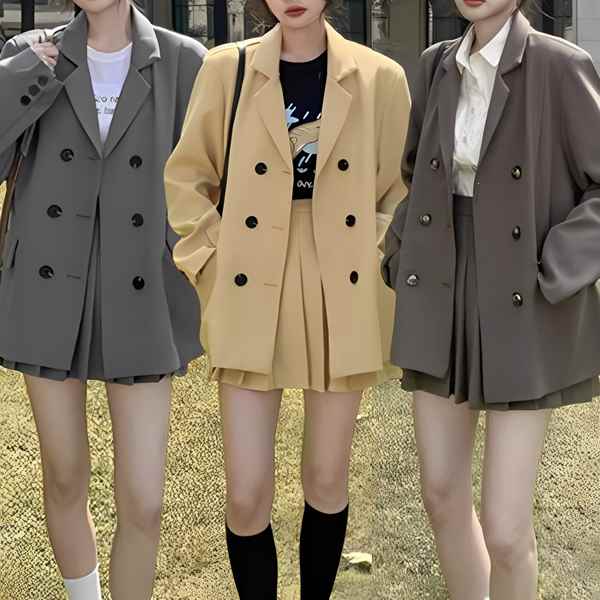 オシャレなカレッジスタイルを演出するジャケットとスカートのセット。カレッジスタイルとストリートファッションを融合させた、カジュアルでありながらも上品なスーツ。キャンパスや街中でのおしゃれなスタイリングにぴったりです。大人の女性にもおすすめのアイテムです。様々なコーディネートに合わせて、おしゃれを楽しむことができます。ーーーーーーーーーーーーーーーーーーーーーーーーーーーー＜素　材＞ポリエステル＜カラー＞ 3色ございますイエローグレーブラウン＜サイズ＞ S・M・L・XL・Sサイズブレザー：着丈71　バスト110　肩幅42　袖丈58(cm)スカート：総丈37　ウェスト58〜62(cm)・Mサイズブレザー：着丈72　バスト114　肩幅44　袖丈59(cm)スカート：総丈38　ウェスト63〜66(cm)・Lサイズブレザー：着丈73　バスト118　肩幅46　袖丈60(cm)スカート：総丈39　ウェスト67〜71(cm)・XLサイズブレザー：着丈74　バスト122　肩幅48　袖丈61(cm)スカート：総丈40　ウェスト72〜76(cm)※1-3cmほどの誤差がある場合がございます。ーーーーーーーーーーーーーーーーーーーーーーーーーーーー《商品について》※当ショップは海外からのノーブランド商品になります。海外製品のため日本商品に比べ品質が劣る場合がございます。糸のほつれ、多少の汚れやシミ、ファスナーが固い、デザインの若干の違いなどは不良品には該当しませんのでご了承ください。お手持ちの携帯やPCの画面設定の影響により、実物と色味が異なって見える場合がございます。※当ショップはお客様より注文を確認した上でメーカーに発注しておりますので返品、交換は出来かねます。ご了承下さいませ。《発送について》お取り寄せ商品のため、ご入金確認後、お届けまでに「10-24日程度」のお時間がかかります。通常よりもお時間がかかってしまう場合もございます。欠品や商品の不具合などにより、商品をお届けすることができず、ご注文をキャンセルさせていただく場合もございますのでご了承ください。※当ショップの商品はお取り寄せ商品につき、入金確認後メーカーへ発注させて頂きます。※メーカーにて在庫切れの場合は、速やかに返金させて頂きます。《返品についての特約に関する事項》ご注文確定後、発注後のキャンセルやサイズなどの内容変更は承っておりません。注文時によくご確認ください商品に欠陥がある場合を除き、基本的には返品や交換には応じません。最後までご覧くださり、ありがとうございました。24-02802 3色展開 JKカレッジスタイルカジュアルスーツ/ストリートスーツ ツーピース スーツ風 レディース スカート トップス ジャケット セットアップ カジュアルスーツ プリーツスカート ミニスカート 長袖 ストレート ストリート かわいい カジュアル 上品 おしゃれ ガーリー キュート 無地 シーズンレス 10代 20代 30代 OL 学生 お出かけ パーティー イベント 休日 ガーデン ライブ フェス コーデ インスタ映え