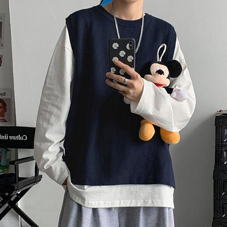 ジレベスト 春秋冬 洗える ニットチョッキ カジュアル メンズニットベスト メンズベスト ニットベスト 男性 インナー