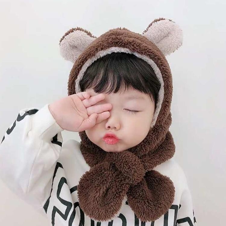 くま 帽子 ふわふわ もこもこ マフラー 赤ちゃん キッズ ベビー nikonikomart-1-10041407 ニコニコマート サンプル画像2