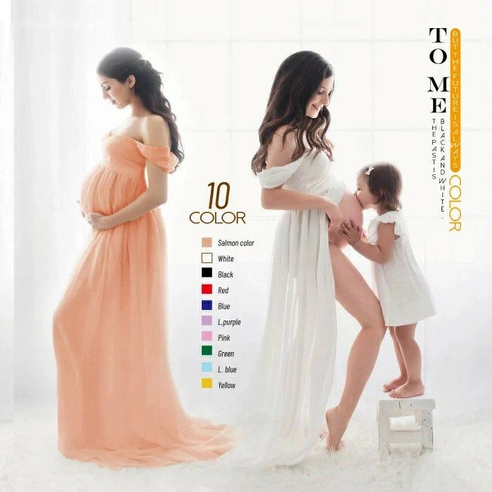 Maternity - マタニティ シースルー ホワイト ワンピース 思い出 メモリーフォト マキシワンピ ピンク 記念撮影 ロングトレーン マタニティフォト マタニティドレス レース ブルー シンプル 記念写真 オフショルダー ブラック