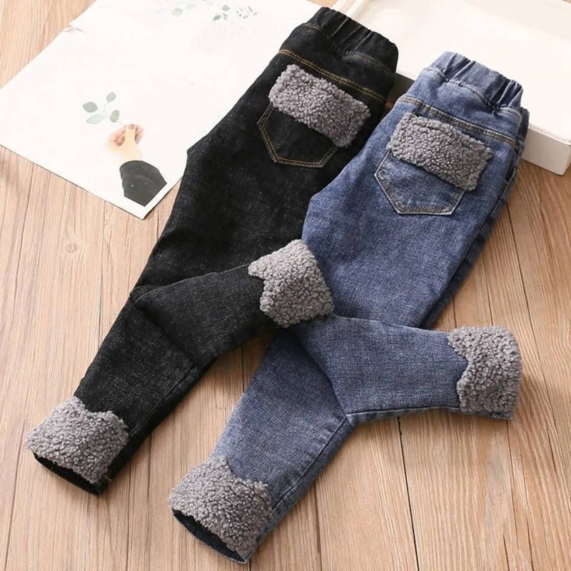 裏起毛 ウエストゴム ロング丈 秋冬 女の子 キッズ デニムパンツ