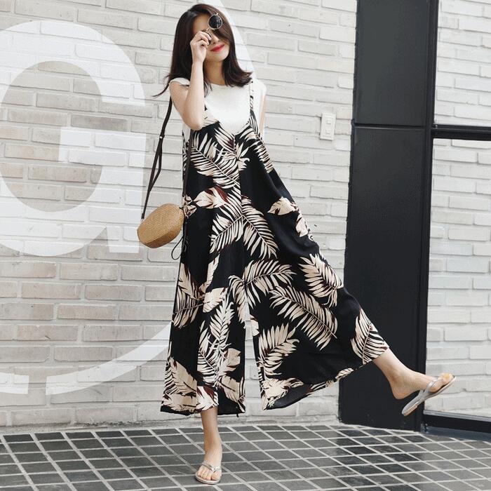 レディー ワンピース サロペットスカート ミモレ丈 ロングワンピ