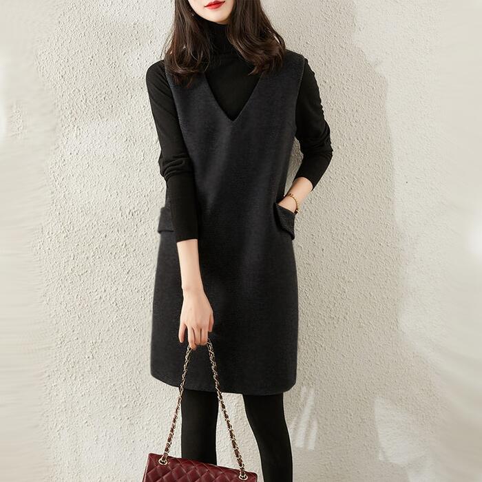 ひ ジャンパースカート ワンピース ノースリーブワンピ Vネック