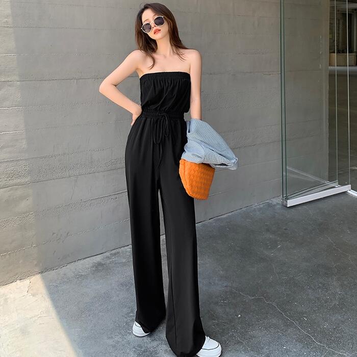 ベアトップ パン オールインワン コンビネゾン サロペットパンツ