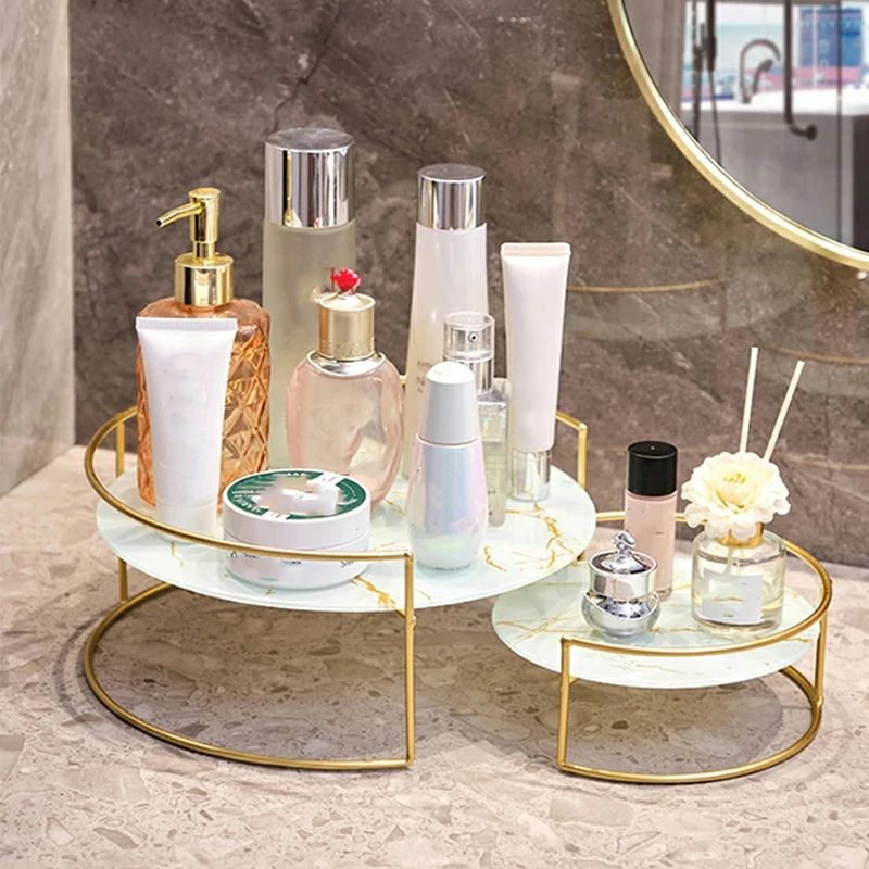 丸型 インテリア 小物 大理石 トレー 化粧品 ガラス 香水 洗面台