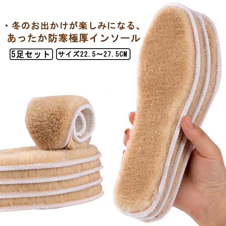 足先 厚手 5足セット 暖かいイ サイズ22.5〜27.5cm 中敷き 防寒