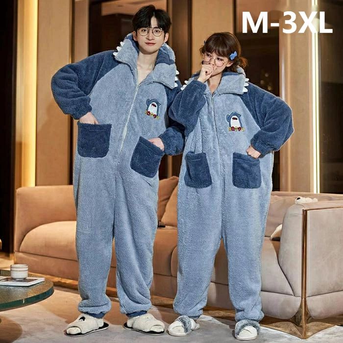 フード付き ワンピース カ もこもこペアルームウェア パジャマ