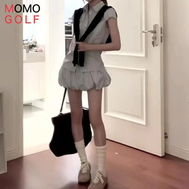 ゴルフセットアップ ゴルフウエア ツーピース ストライプシャツ