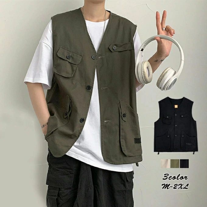 ベスト ポケット付き ジレベスト チョッキ メンズ サマーベスト