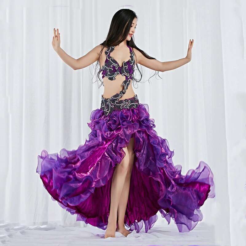 ベリーダンス衣装/3点セット/スパンコール/コスチューム/レディース/ 演出/高級感/社交ダンス/ダンス服 /ストレッチ/お洒落