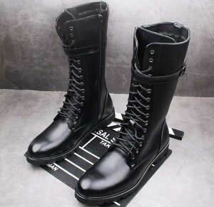 ブーツ　メンズ ロングブーツ　レザー　エンジニアブーツ　ベルト 男性　小さいサイ ブラック 靴