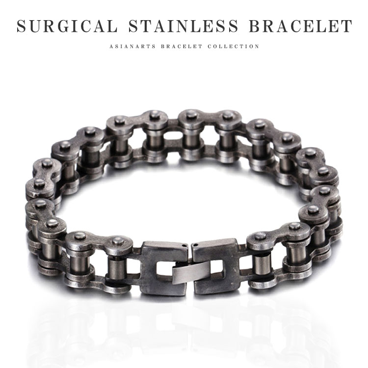 【期間限定10%オフ】ブレスレット メンズ サージカルステンレス バイクチェーン 自転車チェーン ステン..