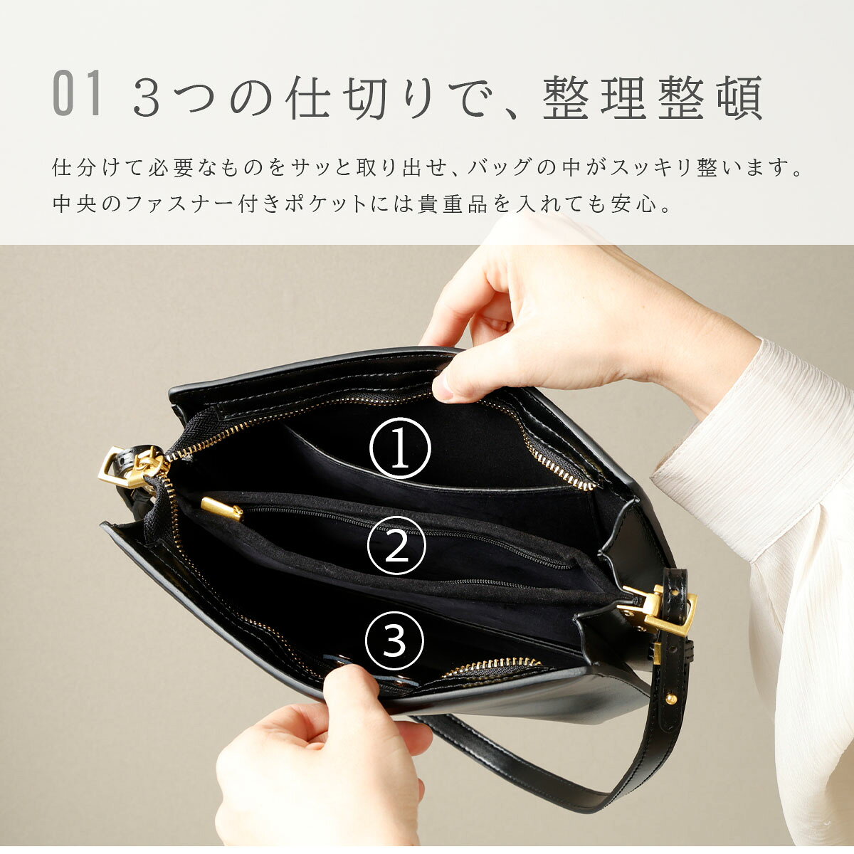 【期間限定10%オフ】ショルダーバッグ レディース ハンドバッグ 本革 レザー 2WAY 仕切り ファスナー 大容量 コンパクト ミニバッグ パーティー nikonikozakka-10103764 アジアンアーツ 財布バッグ専門店 サンプル画像3