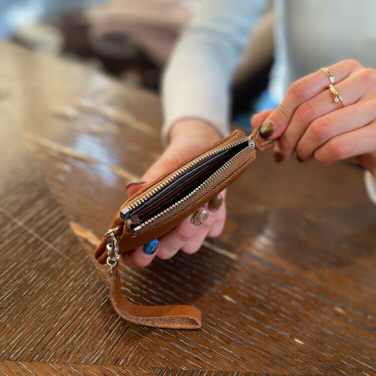 財布レディースメンズミニ財布小さい財布L字ラウンドファスナーストラップ付本革キャッシュレス薄型薄いコンパクト軽いミニ無地便利おしゃれかわいい小銭入れカードケースシュリンクレザーカラフルlw226