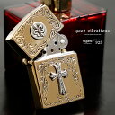 good vibrations グッドバイブレーション Zippo ジッポライター クロス 十字架 ユリ 紋章 シルバー925 ブラス 真鍮 アンティーク調 メ...
