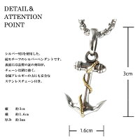 シルバーペンダントメンズ/レディースシルバー925ブラス真鍮アンカー錨マリーンチェーン付きシルバー【あす楽】【楽ギフ_包装】pe302