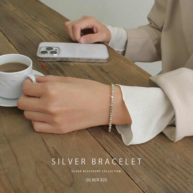 ブレスレット レディース シルバー925 キューブカット チェーン シルバー チェーンブレスレット ブランド おしゃれ 高級感 切頂六面体