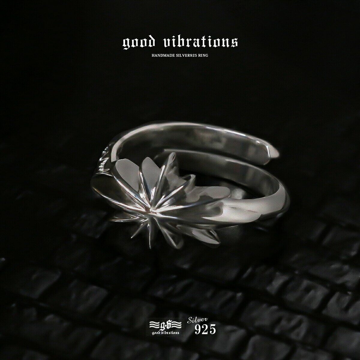リング メンズ 指輪 シルバー925 太陽 レディース フリーサイズ good vibrations ブランド