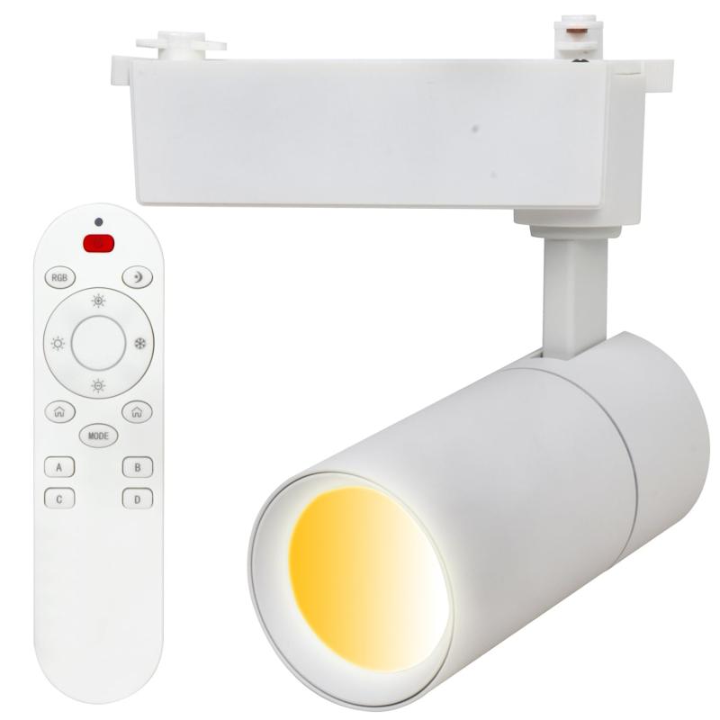 ライティングレール用スポットライト200W相当 調光 調色 リモコン付き 電球色昼光色昼白色 消費電力20W..