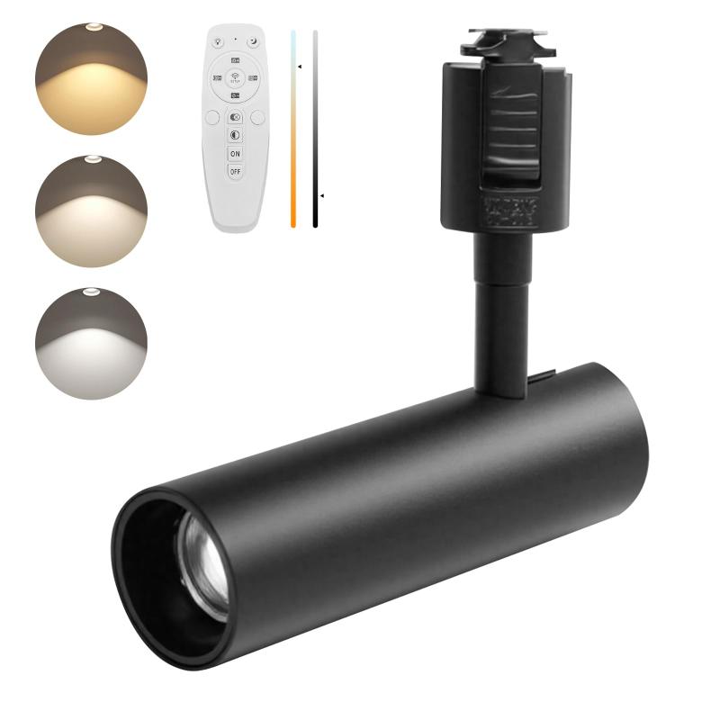 ライティングレール用スポットライト リモコン付き2.4GHz無線式遠隔操作100W相当 調光 調色 電球色昼光色昼白色 消費電力10W 大光量1000LM,照射角度調節可能，30分/60分お休みタイマー 常夜灯 光