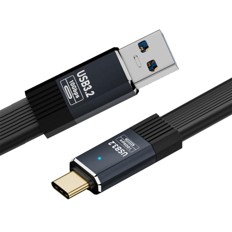 NFHK ケーブル USB3.1 Type-A オス - Type-C オス 10Gbps フラットスリム FPC USB-C データ電源ケーブル 5V3A ノートパソコン、電話、ディスク用 (50cm)1) USB3.1最大10Gbpsデータ転送速度：Type-AからType-Cへの変換は10Gbpsのデータ転送速度に対応しています。ノートパソコン、タブレット、スマートフォン、ディスクなどの外部USBデバイスをサポートします。USB Base Spec. 3.1に準拠し、USB3.1インターフェースとType-Cインターフェースを出力します。USB 3.0 Super-Speed（10/5Gbps）、USB 2.0 Hi-Speed（480Mbps）、USB 1.1 Low-Speed（1.5Mbps）に対応しています。2) 急速充電：Type-C USB2.0電源とデバイスを接続すると、最大DC 5V 3Aのスループットを提供します。ケーブルを5Vに切り替えることで、最大15Wの電力を供給できます。3) 柔軟なPVC内蔵設計：従来の銅線の代わりに銅線を内蔵することで、省スペース化を実現し、曲げやすく扱いやすく、全体を平らに伸ばすのにも適しています。さらに、ワイヤーの周囲に一体型のPVCキルトを施すことで、ケーブルの柔軟性と耐久性が向上し、軽量でコンパクトなため、日常使いに最適です。4) リバーシブルType-Cコネクタ：Type-Cコネクタは、携帯電話と互換性のある新しいデザインで、リバーシブル設計です。小型でプラグアンドプレイに対応し、持ち運びやすく、より柔軟です。5) 幅広い互換性: この USB ケーブルは、ノートパソコン、タブレット、電話、カメラなど、ほとんどの USB-C デバイスと幅広く互換性があり、USB3.0 と下位互換性があり、データ用のディスク ドライバーに接続することもできます。