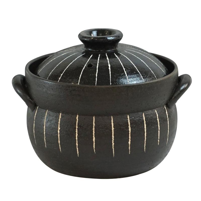 マルヨシ陶器 黒十草 炊飯鍋(4合炊) M0163