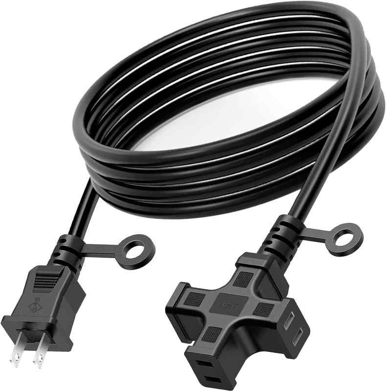延長コード 3個口 屋外 HITRENDS 電源タップ 3個口 3分岐 コンセント電源コード 防水 1500W 防雨型 防水 ソフトケーブル 延長コード 黒 十字型トリプル 延長ケーブル 15M 作業用 家庭用 オフィス用