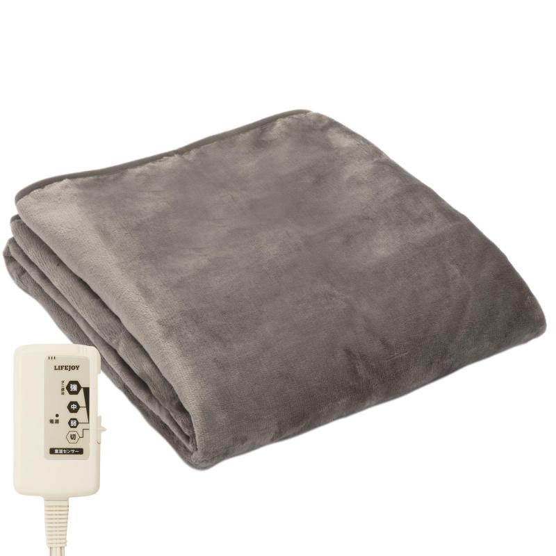 ライフジョイ 電気毛布 日本製 通常モデル 掛け 敷き 兼用 188cm×130cm 洗える 両面フランネル 室温センサー付 タイマー機能無 ふわふ..
