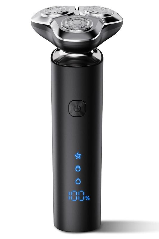 シェーバー メンズ 髭剃り 電動 360°回転式 LEDディスプレイ IPX7防水 お風呂 乾湿両用 長持ちバッテリー 軽量・低騒音 残量表示 ロック機能 type-C急速充電 携帯便利 男性用シェ