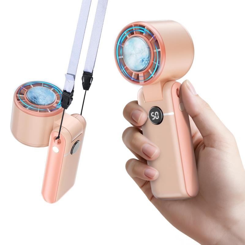 【2025新登場 -20℃瞬間冷却】 ハンディファン 冷却プレート搭載 5200mAh大容量 18.5h連続使用 携帯扇風機 強力送風 5段階風量調節 小型 クーラー機能 軽量 静音 7枚羽根 LEDディスプレイ 熱中症対