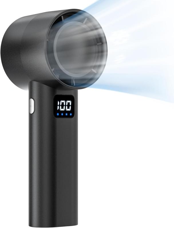 ハンディファン 【2024新登場 強力なターボファン搭載】携帯扇風機 100段階風量調節 卓上扇風機 13000RPM大風量 手持ち扇風機 充電式 5000mAh大容量バッテリー LEDデジタル表示 ポータブル小型扇