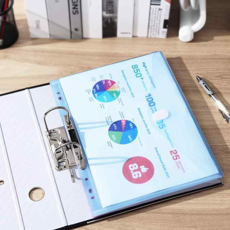 ニコラショップ楽天市場店のkwmobile 6x ファイル A4 クリアファイル 24 x 31 cm - クリアケース ファイルケース レシートホルダー クリアポケット 半透明/青色/ダークピンク｜アングル2