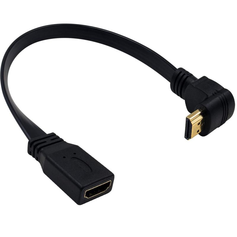  90度 HDMI 延長ケーブル ，30cm 4K HDMI L字 HDMI延長 ケーブルHDMI メス-オス L字型 延長コード金メッキ端子 ハイスピード スリムフラット4K 3D HDMIケーブル 延長タイプ (下向き)