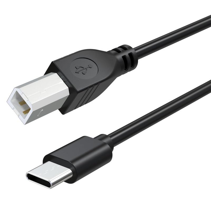 USB-B to USB-C プリンターケーブル 2m 高速データ転送 Epson EcoTank ET-4800 ET-2800 ET-2400 ET-2803 ET-2850 ET-15000 / WorkForce Pro WF-7840 WF-7