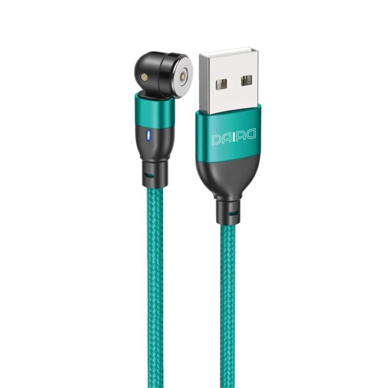 DAIAD USB充電 ケーブル単品 マグネットケーブルのみ 1PIN 充電専用 0.5m 着脱式 LED付き 首振り 360度回転 可動式 ナイロン編組