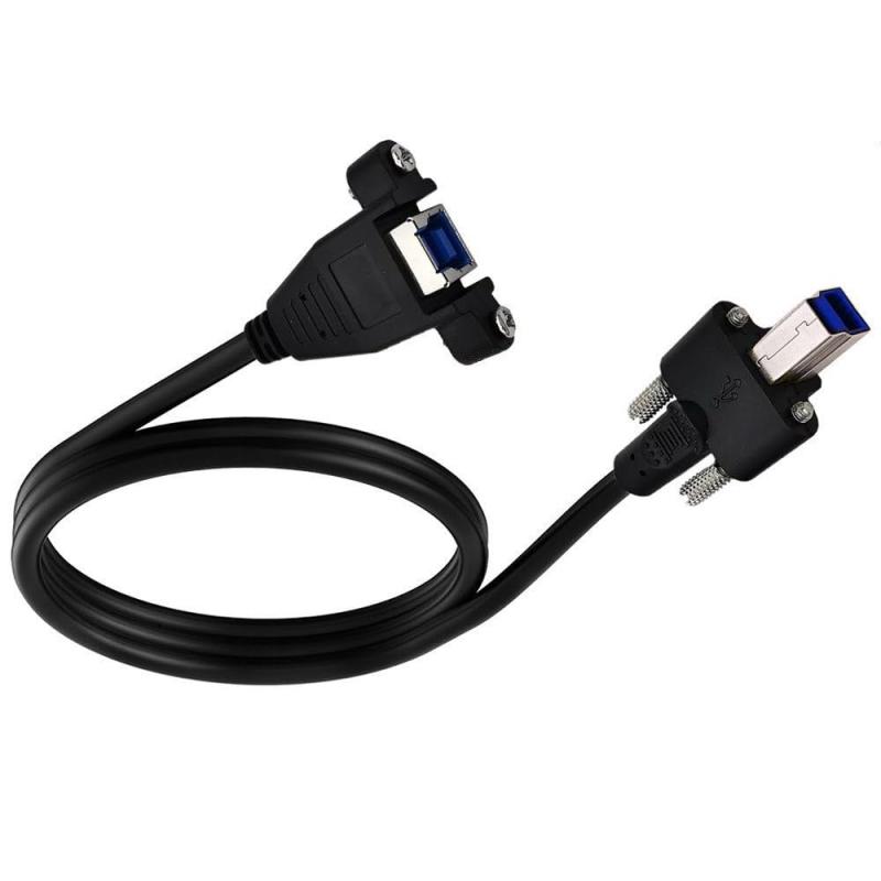 Cablecc 50cm デュアルサムスクリュー USB 3.0 バックパネル マウント B オス→メス Bタイプ 延長ケーブル