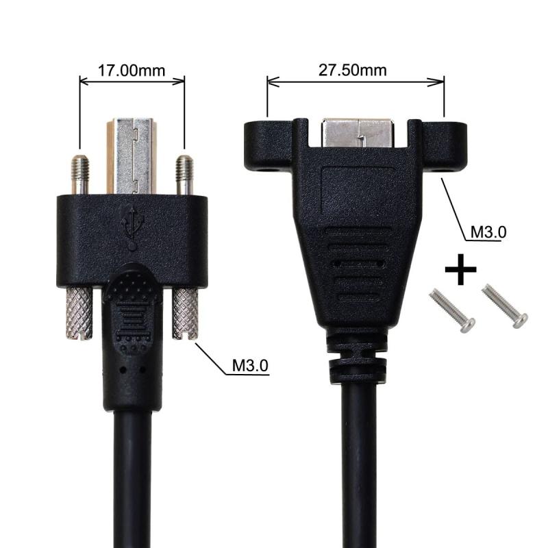ニコラショップ楽天市場店のCablecc 50cm デュアルサムスクリュー USB 3.0 バックパネル マウント B オス→メス Bタイプ 延長ケーブル｜アングル2