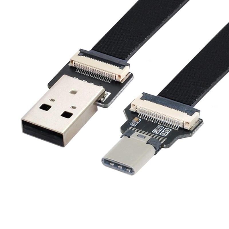 ChenYang CY タイプA USB 2.0 オス - Type-C オス データ フラット スリム FPC ケーブル 100cm FPV & ディスク & 電話用