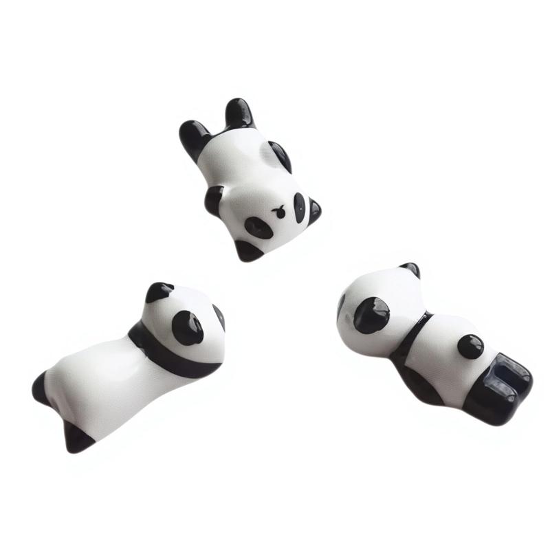 箸置き 3種セット 陶器製 お腹出し うつ伏せ はらばい 3ポーズ パンダ 白黒 箸置き おしゃれ かわいい ギフト 5.3×2.7×2cm 和食器 食卓 インテリア 実用 小物 箸置き おもしろ 洗える 軽量 個装