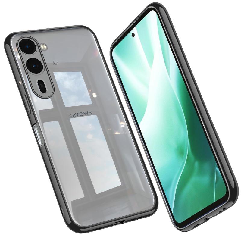 arrows We2 Plus ケース F-51E カバー クリア スマホケース 透明 薄型 耐衝撃 メッキ加工 TPU ストラップホール付き arrows We2 Plus F-51E カバー♥【魅力な透明感】透明な背面はarrows We2 Plusの本来の美しさを示し、フレームのメッキはよりおしゃれに感じます。高品質のTPUは、優れたTPU材料を採用し、柔軟に変形しない、手触りを防ぎ、指紋の汗を防ぎ、触感が良好である。♥【スタイリッシュな外観】F-51E 5G用ケース背面部分が透過デザインで、f-51e のカラーや質感をそのまま映えて高級感が溢れて、ほんの少しのイメージチェンジ メタリックなサイドカラーがF-51Eのデザインをさらに引き立ています。♥【超薄型＆超軽量】厚さが約0.8mmと極薄なので、長く持っても手が疲れる感じもありません。まるでケースを付けていないかのような質感。 We2 plus本体の薄さを維持しながら、カメラレンズも保護出来る高さで設計され、薄さと保護性を両立させて、美観と実用性を兼ね備えています。♥【360°全面保護】前面と背面をデバイスより高く設計し、液晶画面とカメラレンズをしっかり保護します。また四隅のコーナー部分にはクッションを搭載しており、落下時の衝撃を最大限に吸収することができ、全方位から本体をしっかり守ります。♥【耐衝撃】arrows We2 plus ケース全面保護でキズを防ぐとともに万が一落下時の衝撃を最小限に抑えます。TPU素材の変形しにくい性質と優れた耐久性で長くご愛用いただけます、保護はより周到である。