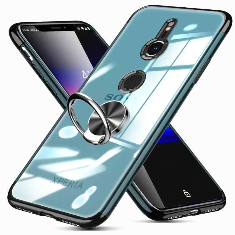 Xperia XZ3 ケース リング付き クリア SO-01M SOV41 ケース TPU 透明 メッキ加工 耐衝撃 車載ホルダー対応 スタンド機能 防塵 薄型 軽量 落下防止 一体型 変形防止 ソニー エクスペリア XZ3 カバー MJJ-