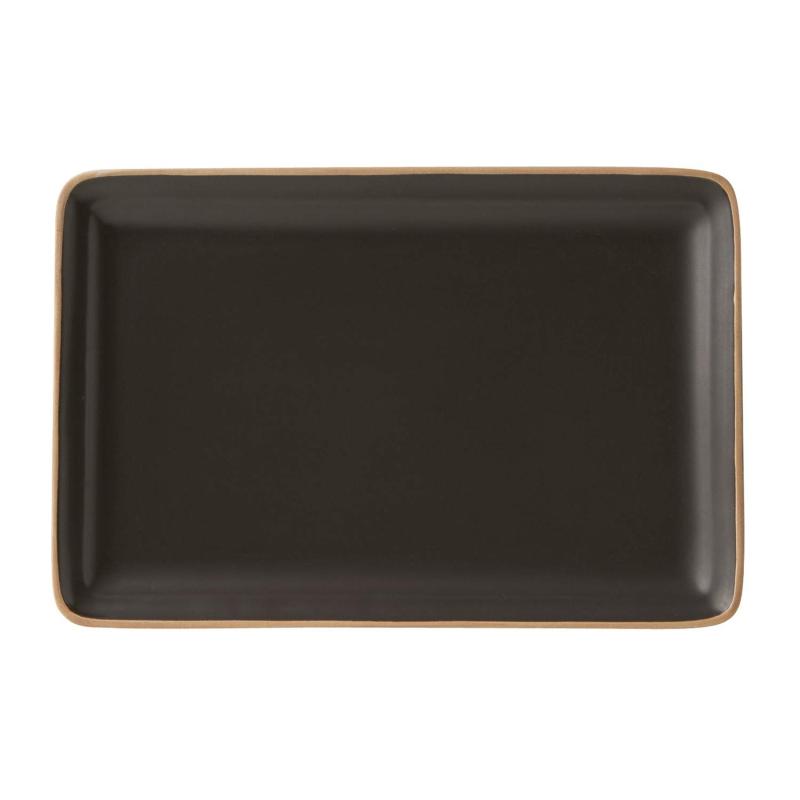TAM エッジライン レクタングルプレートM ブラック 21.5×14.5×高さ1.7cm 電子レンジ・食洗機対応 T-918647