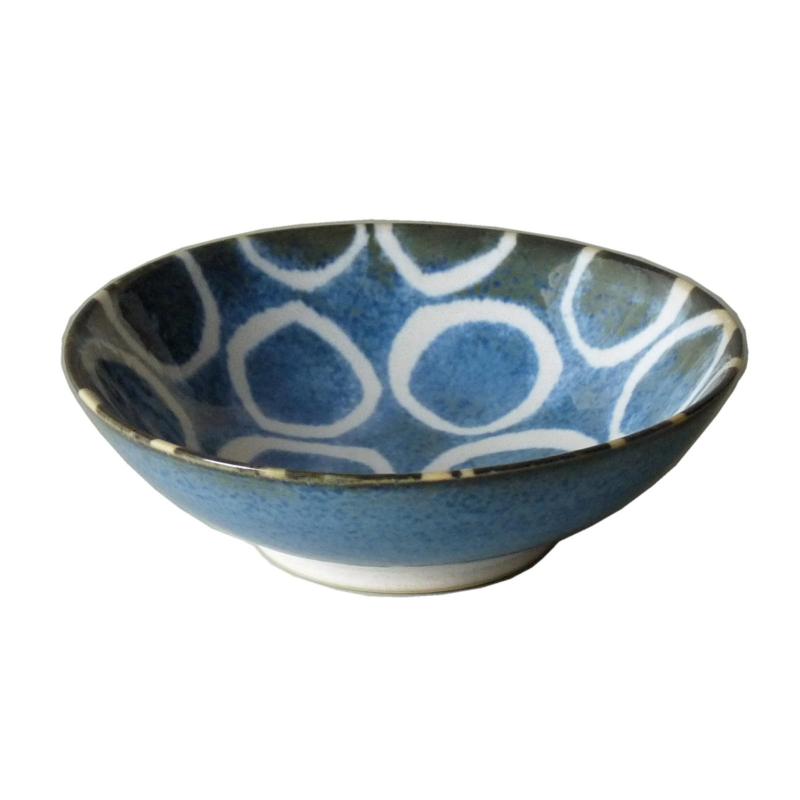 アワサカ(Awasaka) 「 Brush Blue 」 百丸 サラダボウル めん鉢 直径約25.5×高さ7.5cm 電子レンジ 食洗機対応 日本製 MN-858
