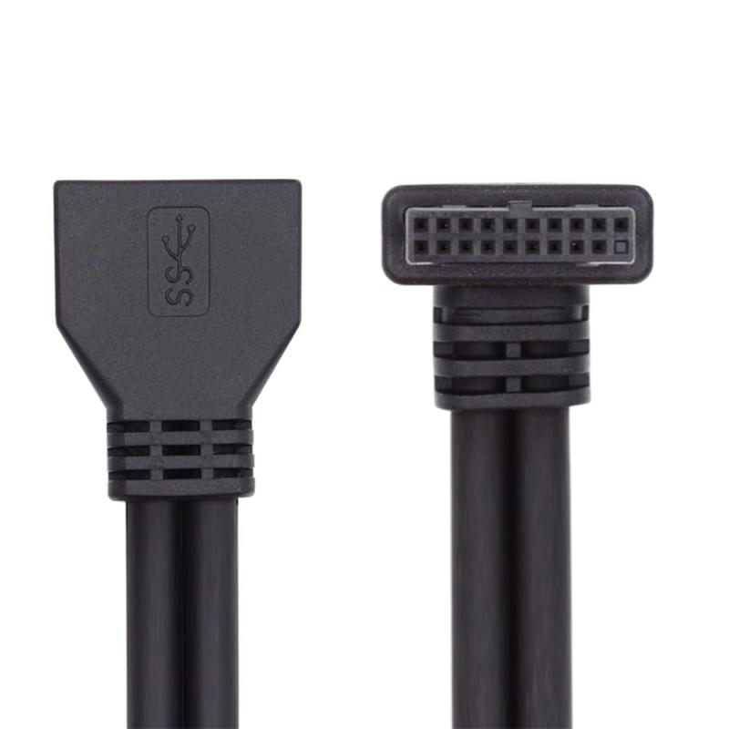 xiwai 90 度 USB 3.0 20Pin 19Pin オス - メス延長ケーブル 5Gbps マザーボードメインボード用