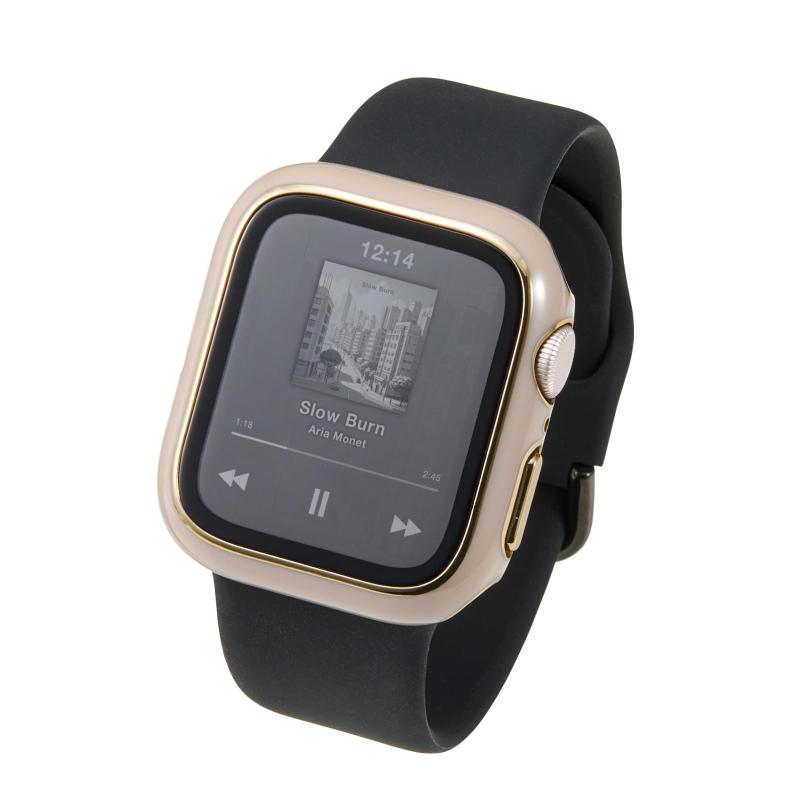 Rakuten - エレコム Apple Watch 保護ケース フルカバー メタリックライン プレミアムガラス 10H 光沢 指紋防止 飛散防止 AW-25xFCGJ