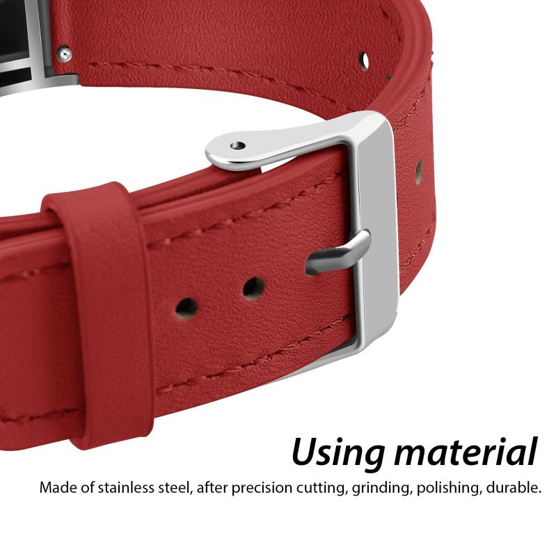 Kutop For Fitbit Charge 2 バンド, 高品質な革 交換用バンド スマートウォッチベルト
