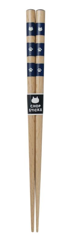 ナカノ 塗箸　食洗機対応　天然木　ねこ柄　18cm　22cm