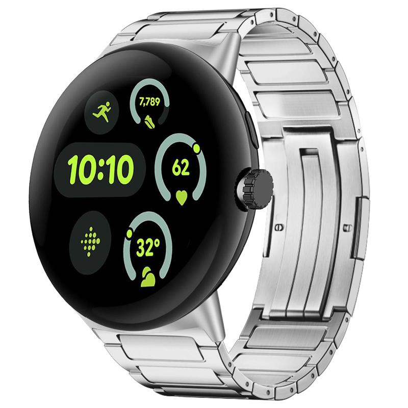 [PONATTENO] Replacement Band for Google Pixel Watch 4 41mm / Pixel Watch 3 41mm - Titanium Alloy Business Style Folding Buckle Watch Strap - Adjustable Size - Tool Included