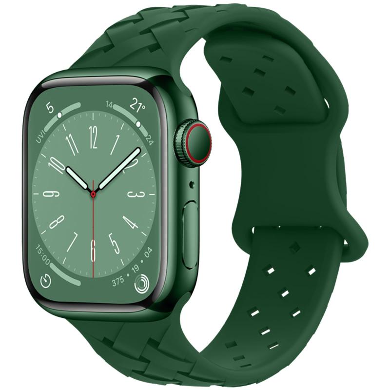  コンパチブル Apple Watch バンド エコな竹編みシリコン製 アップルウォッチ バンド49mm 46mm 45mm 44mm 42mm 41mm 40mm 38mm あっぷるうぉっち シリコン交換ベルト 通気性がよく快適 耐衝撃